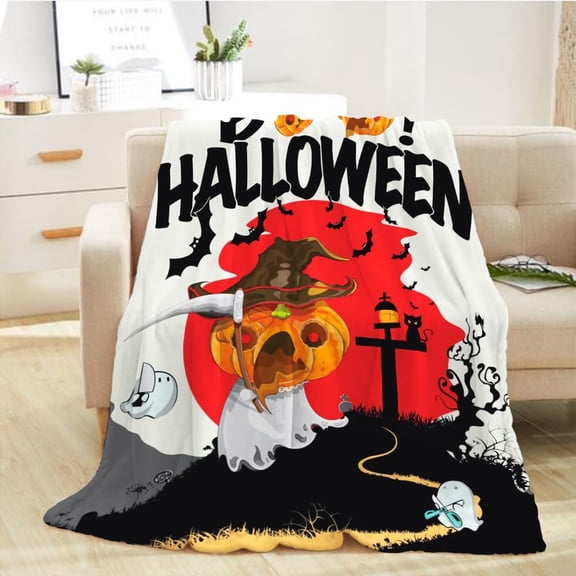 Halloween Throw Blanket teen BOO Spooky bat Blanket Cozy Soft Lightweight Fuzzy Plush Fleece Blankets and Throws Couch Sofa Bed Holiday Decorative Print Blanket 50x60