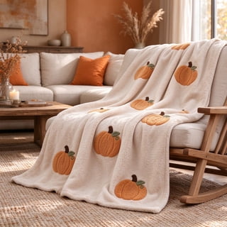 Halloween Throw Blanket with Pumpkin Patterns, Decorative Throw for Sofa, Couch and Bed, Seasonal Holiday Home Blanket