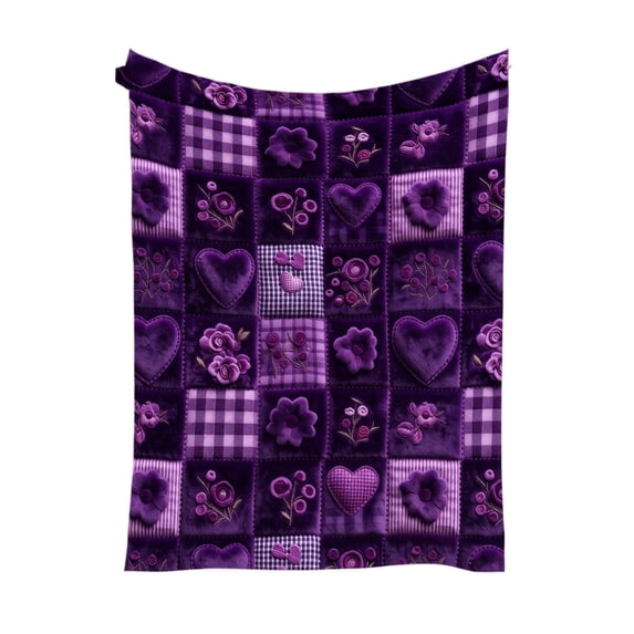 Halloween Throw Blanket with Purple Plaid Patchwork Design, Soft Fleece Throw Blanket for Couch and Fall Home Decor, Cozy Halloween Decor Gift 1 Pack