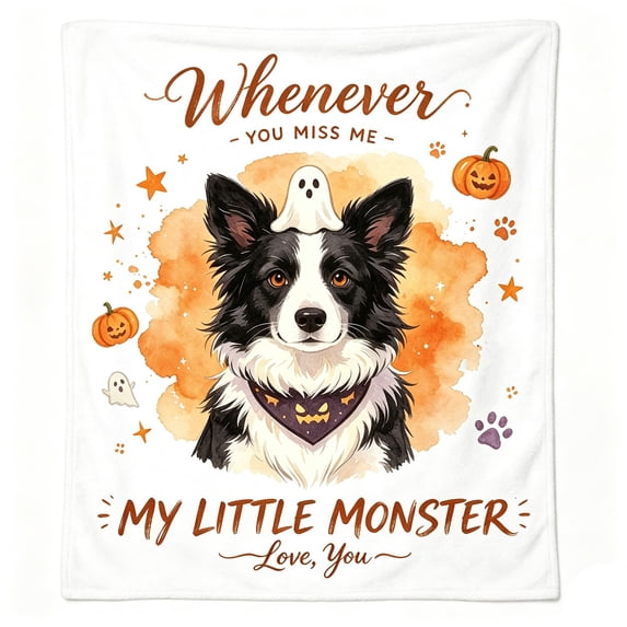 Halloween Throw Blanket with Soft Flannel Dog Print, Cozy Fleece Blanket Throw for Couch, Cute Pet Memorial Gift, 1 Pack