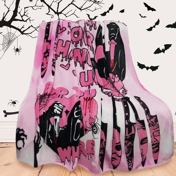 Halloween Throw Blankets Horror Spooky Fleece Blanket Gifts for Women Girls Adults, Halloween Blankets and Throws Party Decorations, 50x60