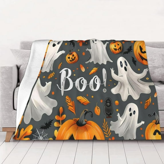 Halloween Throw Blankets Super Soft Blanket Halloween Bat Pumpkin Cozy Blanket for Bedroom and Living Room 40"X30"