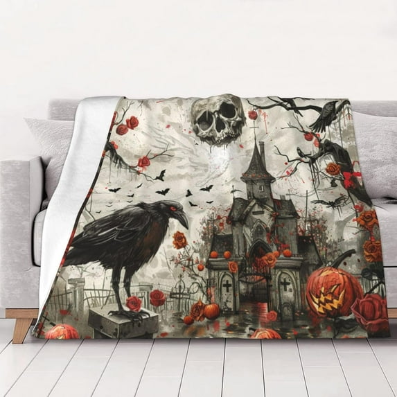 Halloween Throw Blankets Super Soft Blanket Halloween Bat Pumpkin Cozy Blanket for Bedroom and Living Room 50"X40"