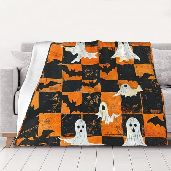 Halloween Throw Blankets Super Soft Blanket Halloween Bat Pumpkin Cozy Blanket for Bedroom and Living Room 50"X40"
