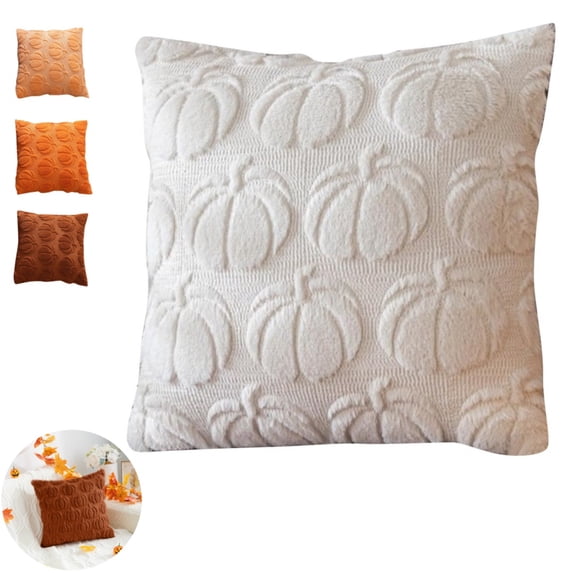 Halloween Throw Cover Plush Cushion Cover, Fun Halloween Holiday Decoration for Living Room Sofa Bed Chair Car, Soft Washable Pillow Cover for Couch Sofa Autumn Harvest Halloween Holiday(White)
