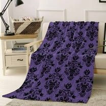 Halloween Throw Flannel Blanket 40x50In Horror Purple Modern Vintage Style Super Soft Cozy Bed Blanket, Lightweight Plush Fuzzy Bed Throw for Bedroom Sofa Couch Living Room