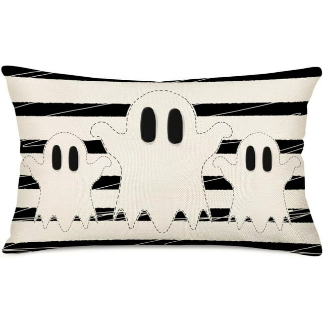 Halloween Throw Lumbar Pillow Cover, 12 x 20 Inch Cute Spooky Ghost
