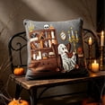 thumbnail image 1 of Halloween Throw Pillow 18x18 Cute Witch Ghost Linen Cushion, Decorative Pillow Covers for Couch Sofa Bedroom Living Room, Cozy Halloween Decorations by OVFUIZ, 1 of 7