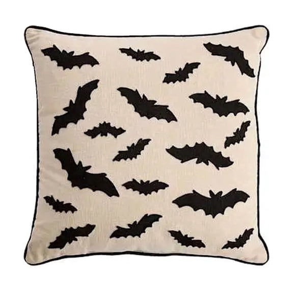 Halloween Throw Pillow Case (No Core), Embroidered Ghost Mummy Pumpkin Linen Cushion Cover, Fall Decorative Home Pillowcase