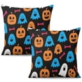 thumbnail image 1 of Halloween Throw Pillow Cases Happy Halloween Ghost Boo Spooky Pillow Cases Throw Cushion Cover Cushion Cases for Home Office Halloween Decor,16x16 Inch (2Pcs), 1 of 6