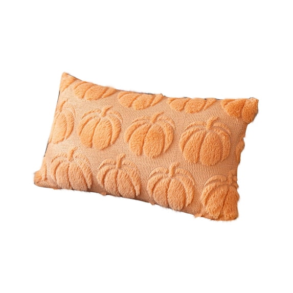 Halloween Throw Pillow Cover, 12x20 Inch Soft Plush Cushion Case with Pumpkin Print, Spooky Fun Holiday Decorative Pillowcase for Living Room Sofa Couch Indoor Fall Home Decor - 1Pc