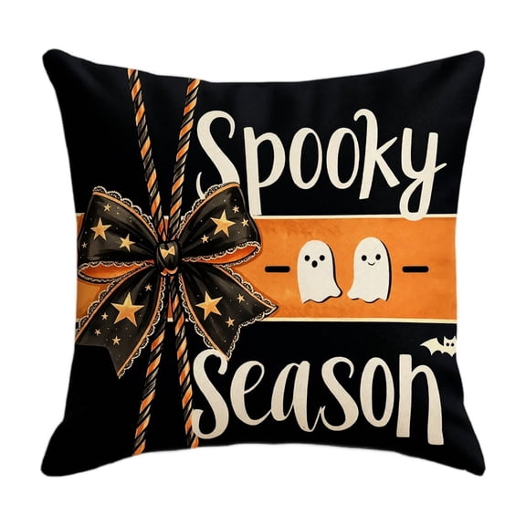Halloween Throw Pillow Cover Scary Pumpkin Cushion Case 18X18 Inches Decorative Spooky Square Pillowcase with Hidden Zipper for Living Room Couch Sofa Home Decor B