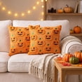 thumbnail image 1 of Halloween Throw Pillow Covers 18x18 Inch, Pumpkin Decorative Square Pillowcases, Farmhouse Holiday Cushion Covers for Sofa Living Room Home Fall Halloween Thanksgiving Decor, 1 of 5