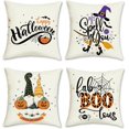 thumbnail image 1 of Halloween Throw Pillow Covers 18x18 Inch Pumpkin Gnome Ghost Boo Decorative Pillows for Sofa Bed Halloween Decor Set of 4, 1 of 6