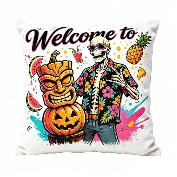 Halloween Throw Pillow Covers 18x18 Inch, Rustic Linen Printed Decorative Square Pillowcases, Farmhouse Holiday Cushion Covers for Couch Sofa Living Room Bedroom Outdoor Home Decor