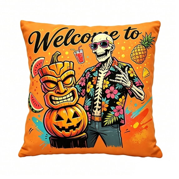 Halloween Throw Pillow Covers 18x18 Inch, Rustic Linen Printed Decorative Square Pillowcases, Farmhouse Holiday Cushion Covers for Couch Sofa Living Room Bedroom Outdoor Home Decor