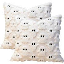 Halloween Throw Pillow Covers 18x18 inch Set of 2 Halloween White Ghosts Embroidered Pillow Cases Thanksgiving Home Party Fall Decor Pillowcases Square Cushion Covers