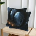 thumbnail image 1 of Halloween Throw Pillow Covers, Halloween Night Mirror Halloween Decorations Square Pillow Cases with Invisible Zipper for Bed Couch Sofa, Farmhouse Halloween Decor-2 Pack 12x12, 1 of 6