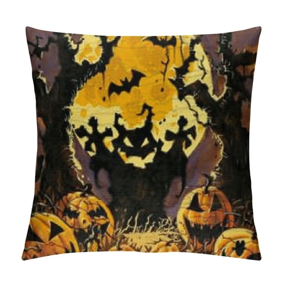 Halloween Throw Pillow Covers Pillow Cases Vintage Purple Pumpkin Decorative Cushion Cases for Couch Living Room