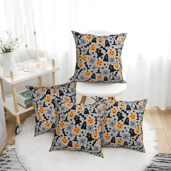 Halloween Throw Pillow Covers, halloween elements pumpkins Square Pillow Cases with Invisible Zipper for Halloween Decorations, Farmhouse Halloween Decor 20x20