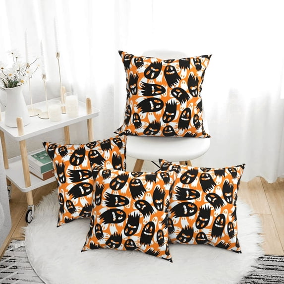 Halloween Throw Pillow Covers, halloween funny ghost Square Pillow Cases with Invisible Zipper for Halloween Decorations, Farmhouse Halloween Decor 20x20