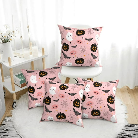 Halloween Throw Pillow Covers, halloween_pattern_01 Square Pillow Cases with Invisible Zipper for Halloween Decorations, Farmhouse Halloween Decor 20x20