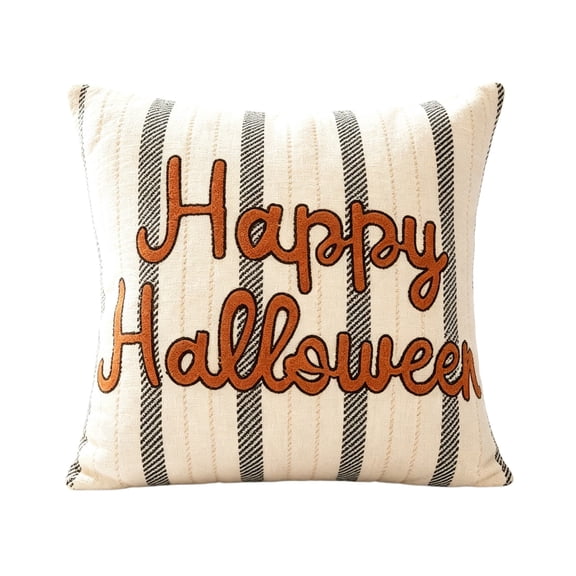 Halloween Throw Pillow White Striped Black Decorative Cushion Case for Couch Bed Modern Decor for Indoor Sofa 18x18 Inch Sham
