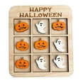 thumbnail image 1 of Halloween Tic Tac Toe Board Game Decor, 1 Wooden Grid Board with 5 Ghost and 5 Pumpkin Pieces, Spooky Seasonal Tabletop Ornament, Fall Home Party Accent, 1 of 8