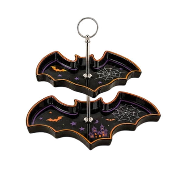 Halloween Tiered Tray Decor, 12 Inch Halloween Serving Tray Spooky Halloween Decor Tiered Dessert Stand for Party Display, 1 Pack