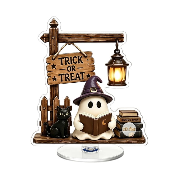 Halloween Tiered Tray Decor, Cute Halloween Decor 4 Inch Spooky Ghost Witch Table Decoration for Home Party Indoor Display, 1 Pack