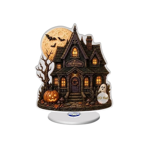 Halloween Tiered Tray Decor, Cute Halloween Decorations 4 Inch Spooky Haunted House Ghost Pumpkin Desktop Ornament Halloween Table Decor for Indoor Home Party, 1 Pack