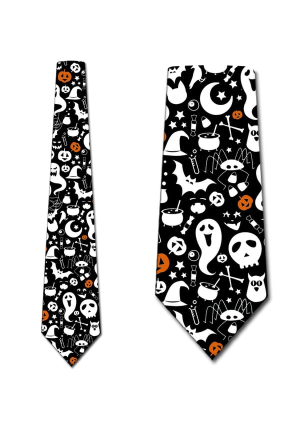 Halloween Ties Mens Holiday Icons Allover Necktie by Three Rooker