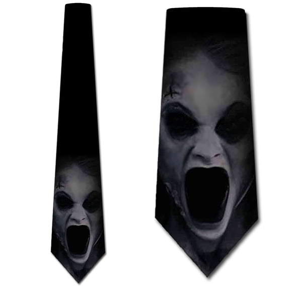 Halloween Ties Mens Horror Screaming Face Scary Necktie by Three Rooker