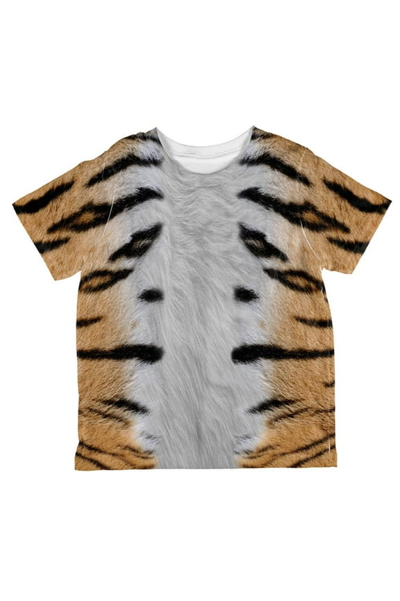 Tiger Costume All Over Toddler T Shirt White-Black 4T