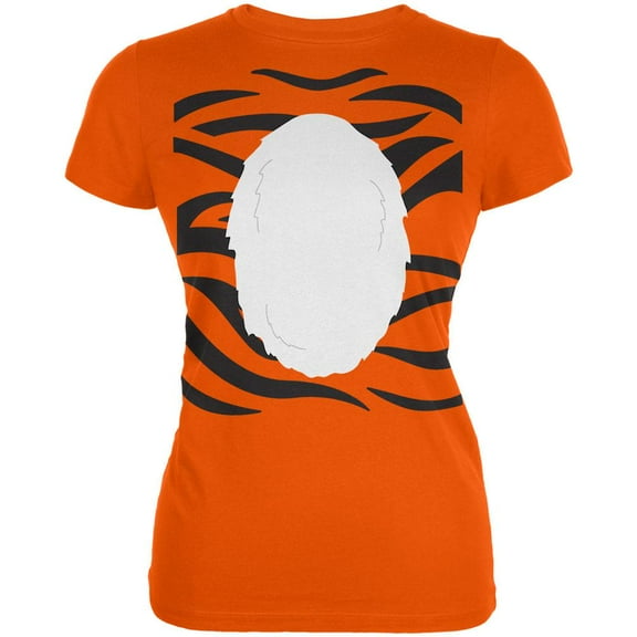 Halloween Tiger Costume Juniors Soft T Shirt Orange 2XL