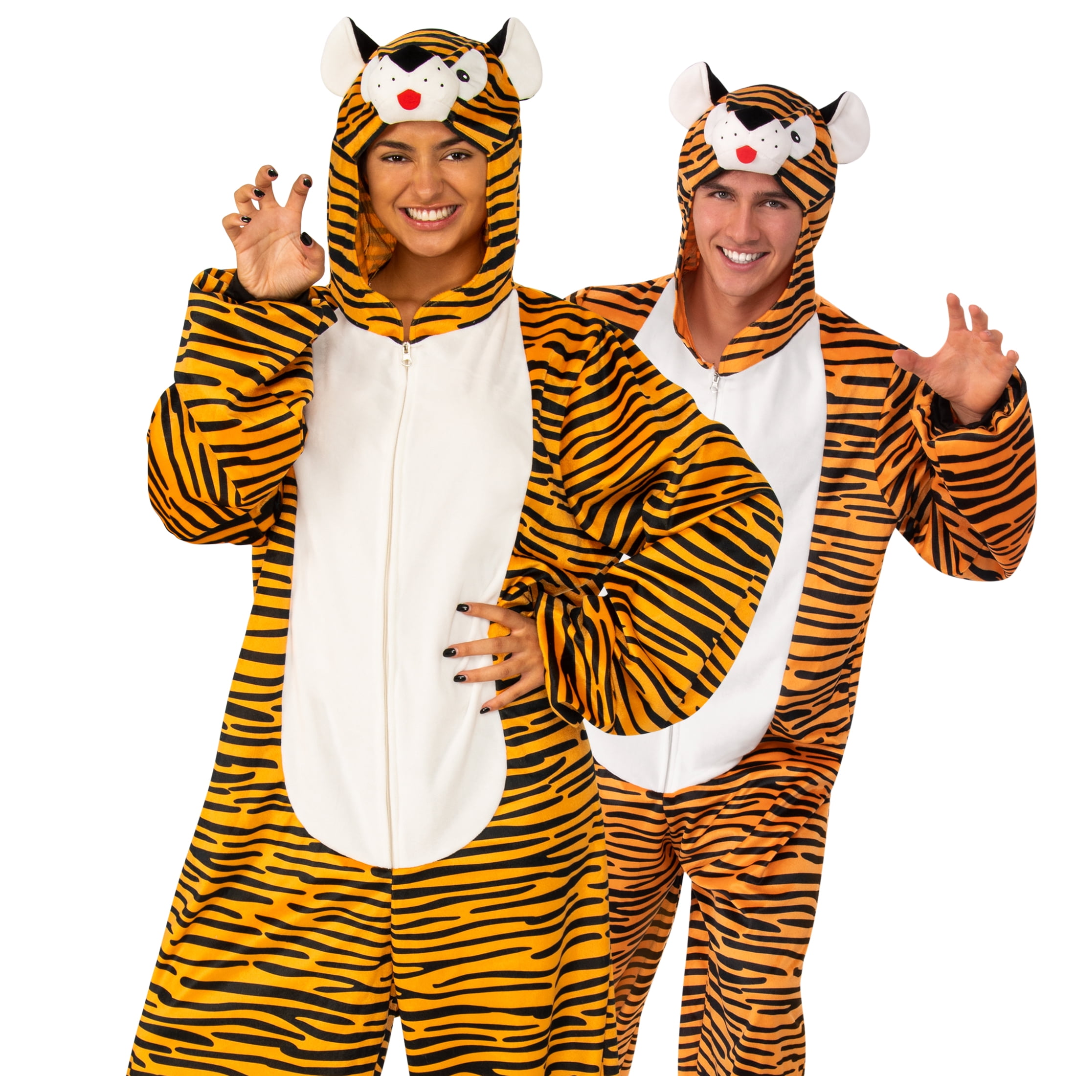 Halloween Tiger Jumpsuit Costume for Adults, S/M, by Way To Celebrate