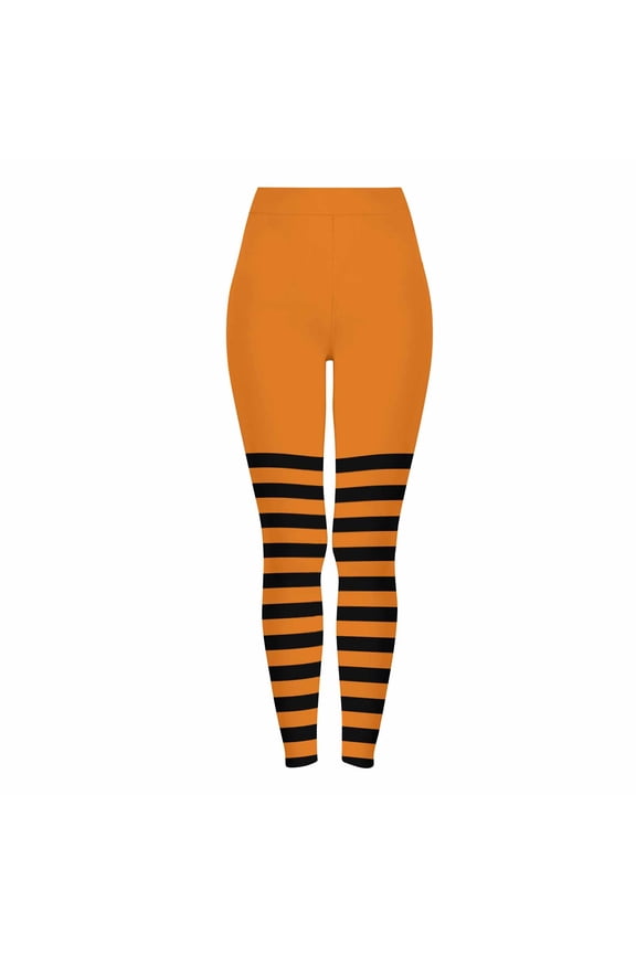 Halloween Tights for Women Striped Stockings Witch Striped Workout Leggings for Women Girls Halloween Costume Party Dress up