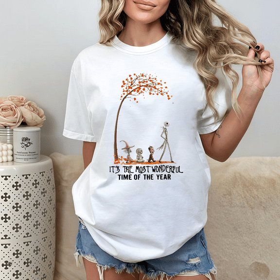 Halloween Time of the year T-Shirt Vintage Modern Graphic Tee Original Artwork Top Apparel White S-5XL