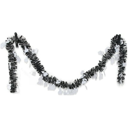 Halloween Tinsel Garland, Skull Bat Twist Garland Halllween Hanging Decorations  Indoor Outdoor Home Ornaments Party Supplies 6.56ft