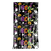 Halloween Tinsel Photo Backdrop Curtains Party Decorations 3.3x6.6ft Halloween Pattern Backdrop Foil Fringe Curtains Black Orange Purple Halloween Party Streamers