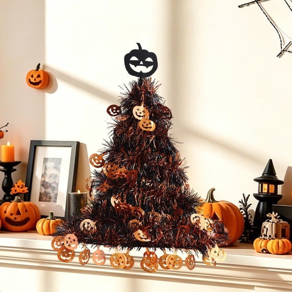 Halloween Tinsel Witch Hat, Tinsel Wire Garland Halloween Decoration,Glittery Tinsel Halloween Decor, Bendable Wire Garland Witch Hat, Lightweight Hanging Decoration Party Supplies