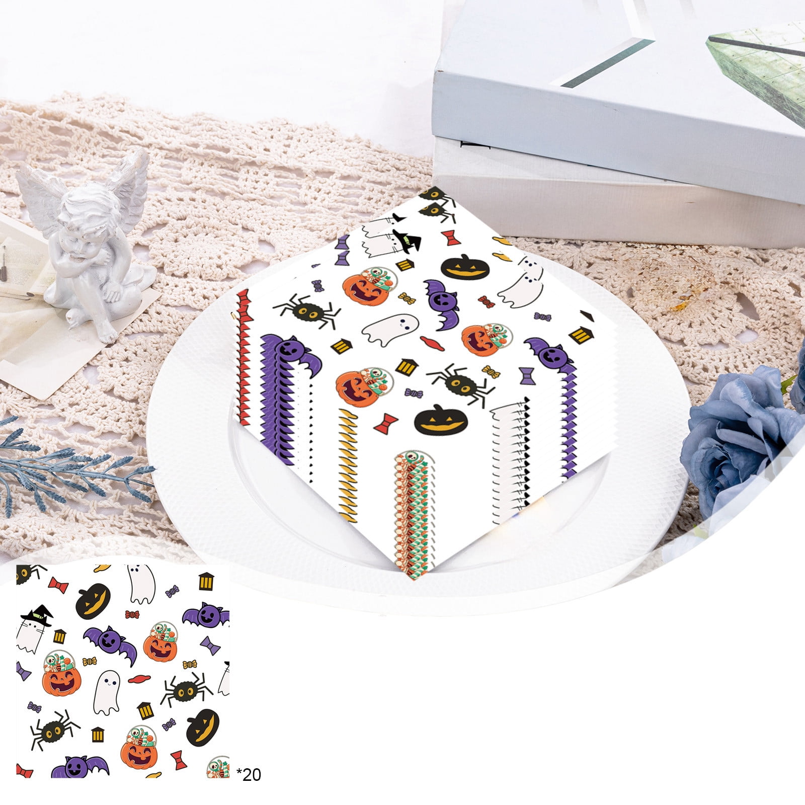 Halloween Tissues 20ct - Decorative Party Napkins with Glow Bat ...