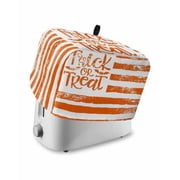 Halloween Toaster Cover 4 Slice, Large Kitchen Appliance Covers, Trick Or Treat Country Vintage Orange Striped Toaster Oven Cover with Loop, Bread Machine Cover Polyester Dust Cover Protection