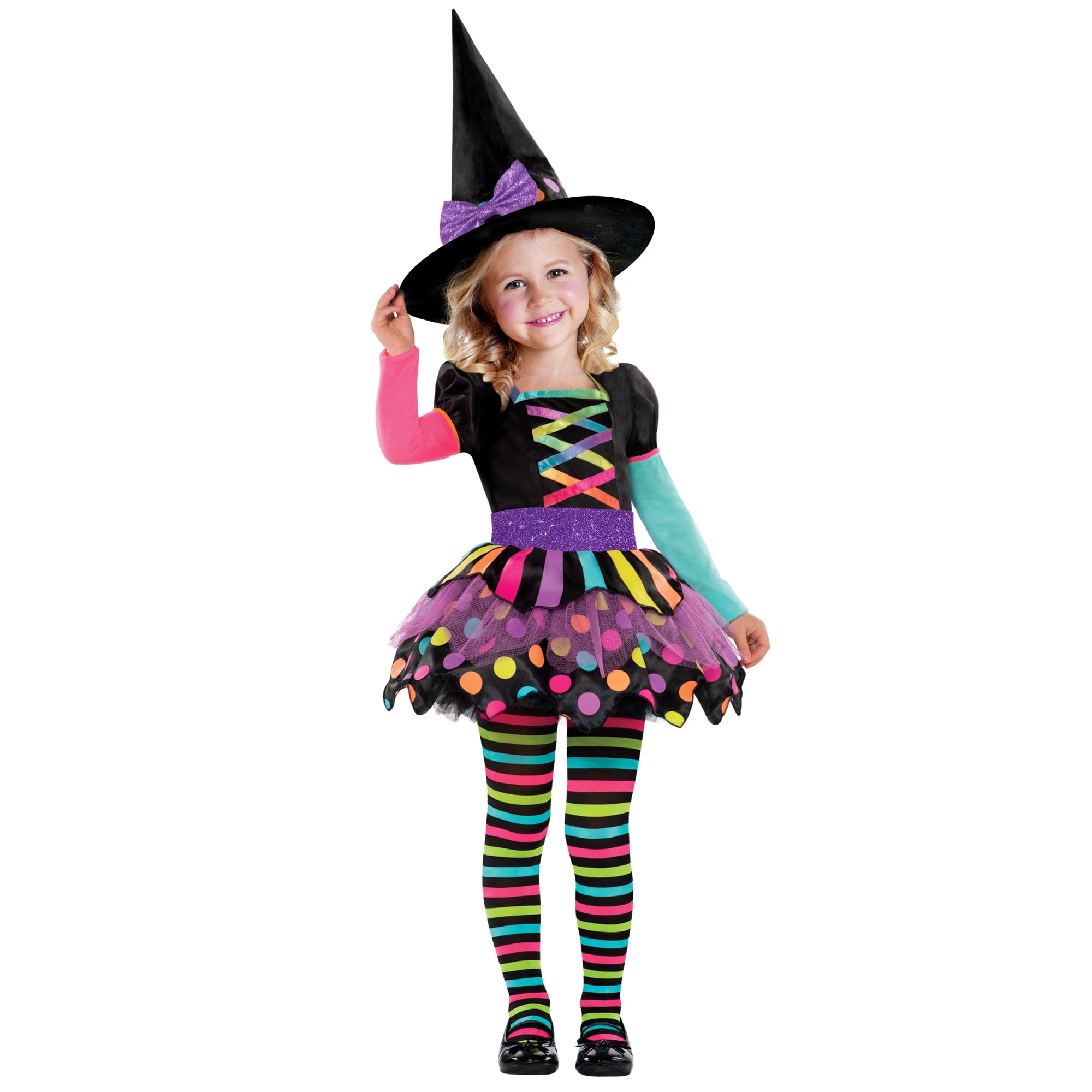 Halloween Toddler Girl Rainbow Witch Costume, MultiColor, by Way to