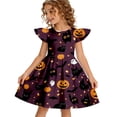 thumbnail image 1 of Halloween Toddler Girls Dress Pumpkin Ghost Print Dresses Flutter Sleeve 2-8Y, 1 of 4
