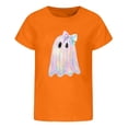 thumbnail image 1 of Halloween Toddler Girls Graphic Tee Shirts Ghost Bowknot Print Short Sleeve Tee kids Casual Tops Size 3-4T, 1 of 4