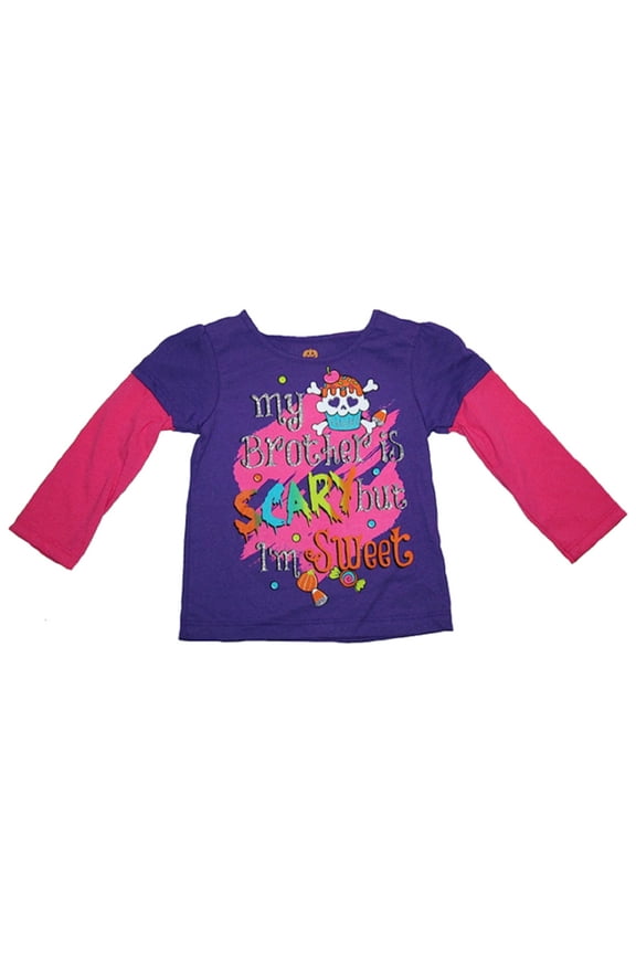 Toddler Girls' "My Brother is Scary but I'm Sweet" T-shirt (3T)