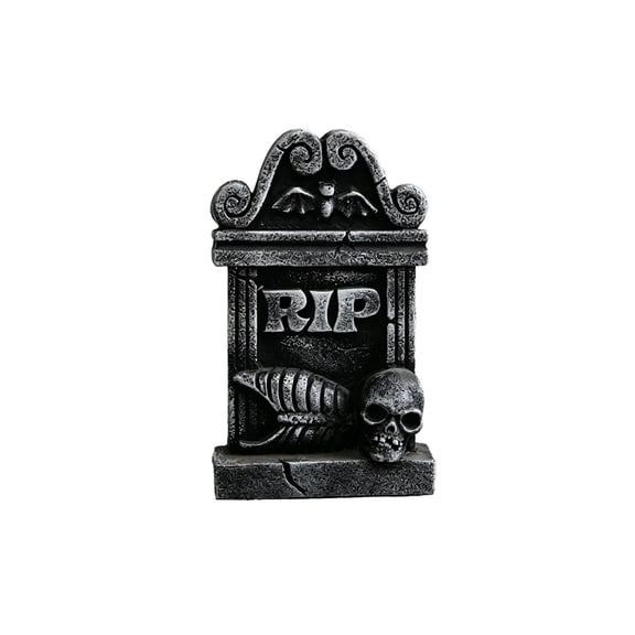 Halloween Tombstone Resin Ornament, Realistic Skeleton Skull Headstone Halloween Decor Outside for Home Garden Lawn Front Porch, 3.5x5.7in