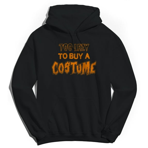 Halloween Too Lazy Graphic Black Men's Cotton Pullover Hoodie