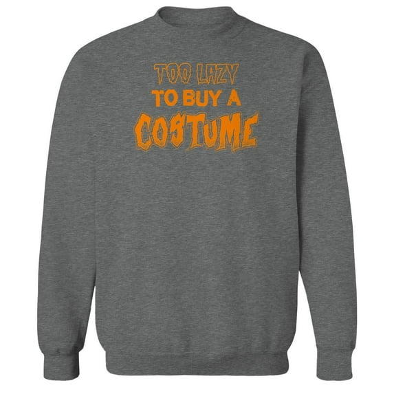 Halloween Too Lazy Graphic Graphite Heather Men's Cotton Pullover Sweatshirt